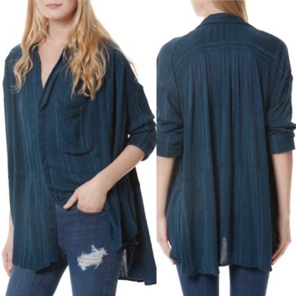 Free People Cozy Nights Embroidered Stripedโ Sz S